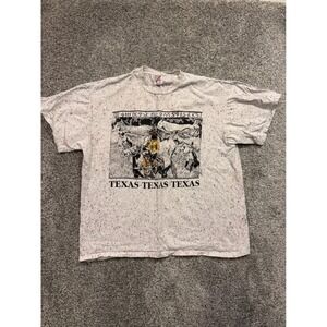 Vintage Jerzees Texas Cowboy Horse Graphic T Shirt Men XL Speckle Print USA Made